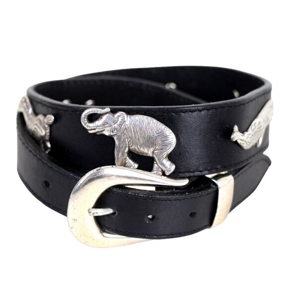 Hones BLACK GENUINE LEATHER 1"-1 3/8"Wd CONCHO DRESS CASUAL WOMEN'S BELT 28 (R48 - Picture 1 of 13
